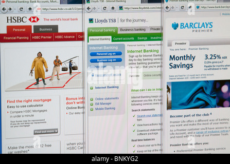 HSBC, Barclays, Lloydstsb pages des sites web. Banque D'Images