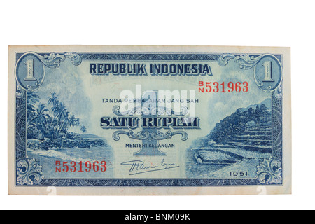 Vintage monnaie indonésienne bank note close up Banque D'Images