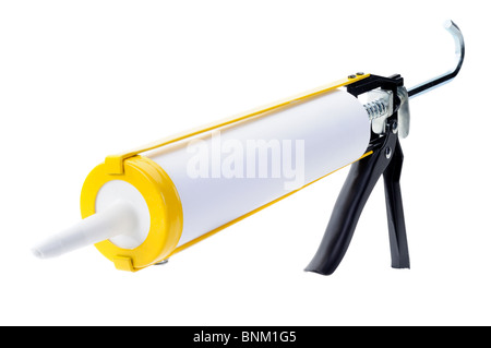 Entrepreneurs pistolet à calfeutrer isolé sur fond blanc Banque D'Images