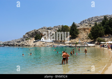 St Paul's Bay Beach, Lindos, Rhodes, Grèce Banque D'Images