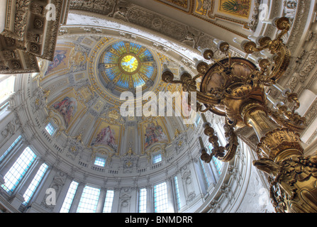 L'intérieur, vue du balcon dans le dôme de fresques, Cathédrale de Berlin, Mitte, Berlin, Germany, Europe Banque D'Images