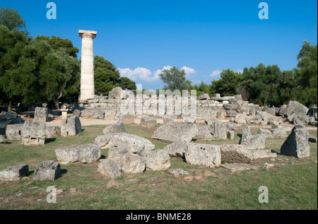 Ruines du temple de Zeus à Olympie. Vue de l'ouest. Banque D'Images