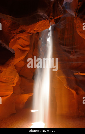 Deux puits de lumière, Upper Antelope Canyon, Page, Arizona, USA. Banque D'Images