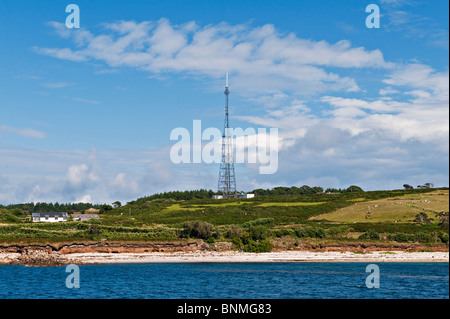 La tour de télévision à Halangy sur St Mary's, Îles Scilly, au Royaume-Uni. Un point de repère pour les marins Banque D'Images