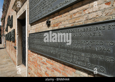 Venise. L'Italie. Mémorial de l'holocauste juif. Banque D'Images