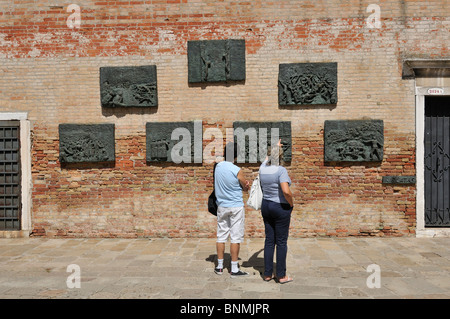 Venise. L'Italie. Mémorial de l'holocauste juif. Banque D'Images