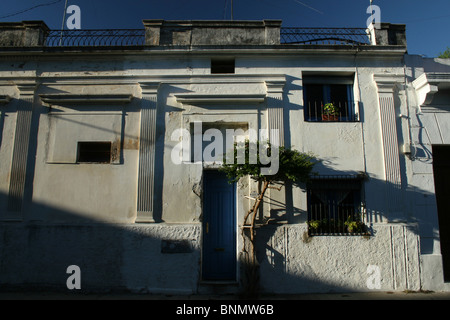 23 mars 2010 ; une vieille maison avec un arbre qui grandit hors de la porte avant à Colonia del Sacramento, Uruguay. Par David Pic Pillinger Banque D'Images