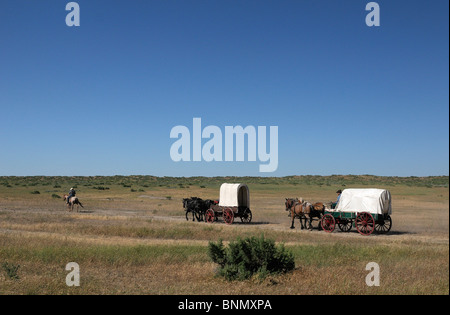 Custer's Last Stand wild west Reenactment modèle ne libération Hardin Montana USA chariot couvert Banque D'Images