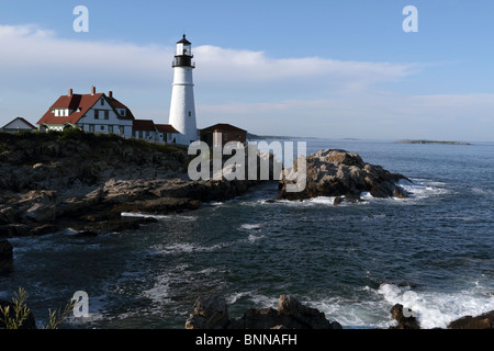 Portland Head Light à Cape Elizabeth, Maine, USA. Le phare se trouve à l'extrémité sud de la baie de Casco. Banque D'Images