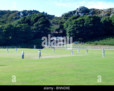 Lynton Cricket Club, la Vallée des Roches. Exmoor, Devon, UK Banque D'Images