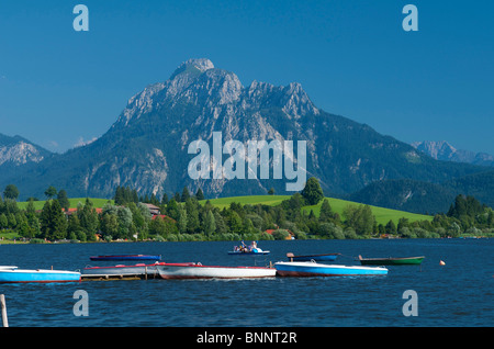 Allgäu Allemagne Bavière Allgaeu hop lac lac passerelle mer montagnes paysage bateaux Banque D'Images