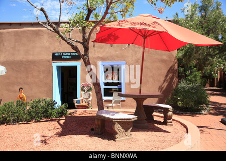 Cafe, l'Architecture d'Adobe, Vieille Ville, Albuquerque, New Mexico, USA Banque D'Images