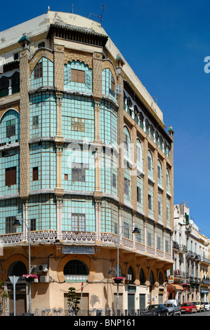 Casa de los Cristales, la Maison de Verre (1922-1925), bâtiment prévu comme Neo-Arab Queen Victoria Hotel, Melilla, Espagne Banque D'Images