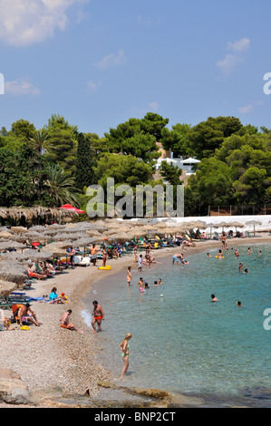 Plage d'Agia Marina, l'île de Spetses, Grèce Banque D'Images