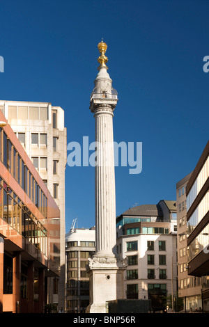 Monument pour commémorer le Grand Incendie de Londres en 1666. Banque D'Images