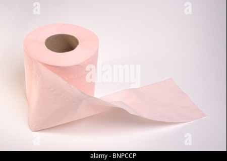 Rouleau de papier toilette rose Banque D'Images