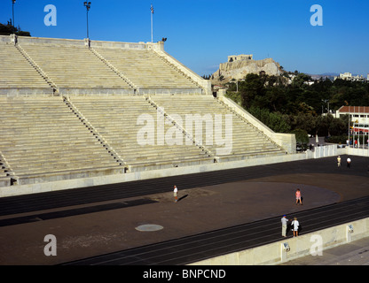 Vue montrant l'acropole de stade Panathinaiko, où le premier Jeux Olympiques modernes ont eu lieu en 1896 Banque D'Images