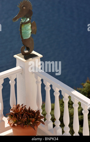 Détail architectural de maisons à Firostefani Santorini Cyclades Grèce Banque D'Images