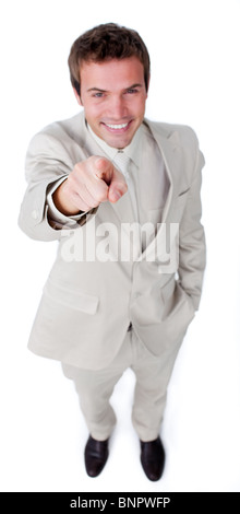 Assurance attractive businessman pointing at the camera Banque D'Images