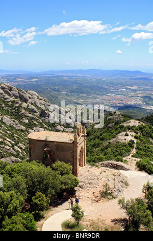 Chapelle Sant Joan à Montserrat (montagne dentelée) à l'ouest de Barcelone, en Catalogne, Espagne. Banque D'Images