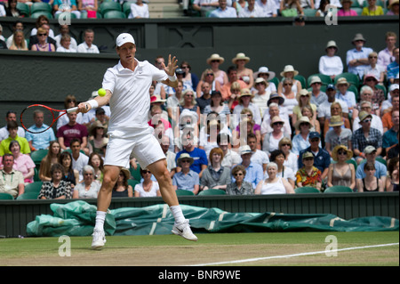 30 juin 2010 : Roger Federer perdant face à Tomas Berdych. Tournoi international de tennis de Wimbledon qui s'est tenue à l'All England Lawn Te Banque D'Images