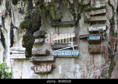 Cercueils suspendus de Sagada Luzon aux Philippines Banque D'Images