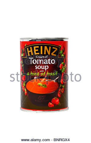 Heinz soupe tomate et basilic Banque D'Images