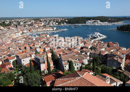 Vue aérienne sur la vieille ville de Rovinj, Croatie Banque D'Images