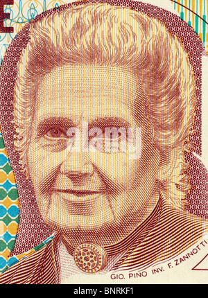 Maria Montessori (1870-1952) sur le billet de 1000 lires 1990 de l'Italie. Banque D'Images