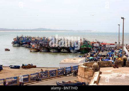 Le port d'Essaouira entre Marrakech et Agadir au Maroc Banque D'Images