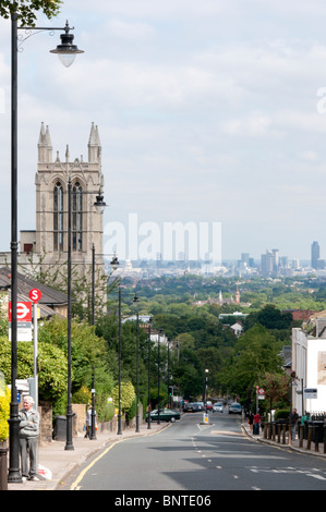 Gipsy Hill, Crystal Palace avec la ville de Londres dans la distance Banque D'Images