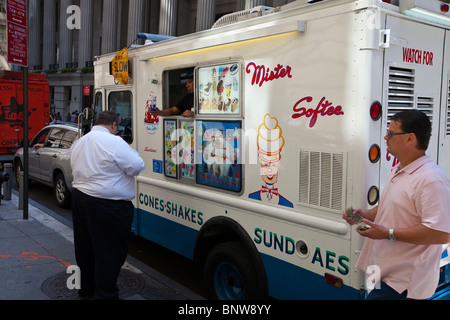 Camion de crème glacée dans le lower Manhattan, New York City Banque D'Images