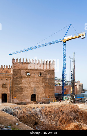 Travaux de développement à proximité de la Kasbah des Udayas, Rabat, Côte Atlantique, Maroc Banque D'Images