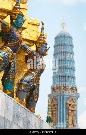 Sculptures ornant l'architecture du Grand Palace, Bangkok, Thailande, Asie Banque D'Images