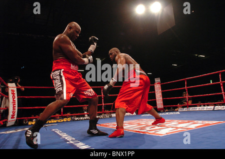 Heavyweight Danny Williams bat Matt Skelton (à gauche) au cours de leur première réunion à l'ExCel Arena à Londres UK Banque D'Images