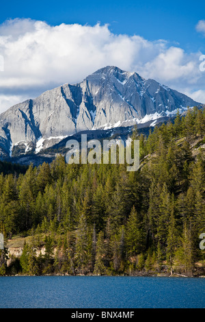 En regardant vers le lac Pyramid Mountain dans le Hawk Colin Gamme Jasper National Park, Alberta, Canada Banque D'Images