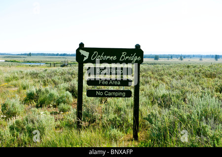 Panneau pour l'Osborn Pont sur la Henry's Fork de la Snake River Banque D'Images