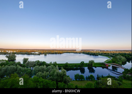 Voir des polders au Nationalpark Unteres Odertal oder Parc National, en 2010, des inondations Stuetzkow, Allemagne Banque D'Images