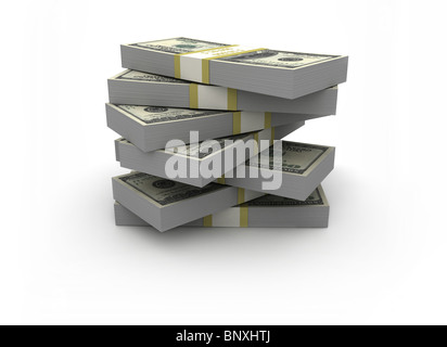 Pile de l'argent sur fond blanc Banque D'Images