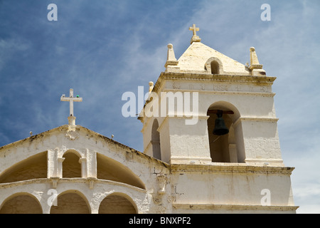 Les détails architecturaux de l'église de Santa Ana dans le maca, la vallée de Colca, Pérou. Banque D'Images