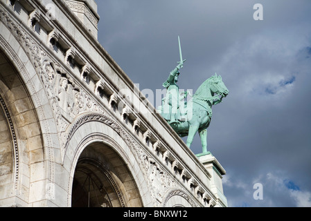 Statue équestre de Jeanne d'Arc au Sacré C ?ur, Montmartre, Paris, France Banque D'Images