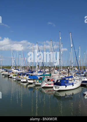 Bateaux et yachts amarrés au port de plaisance de Tollesbury Tollesbury sur la péninsule de Dengie, Essex, Royaume-Uni. Banque D'Images