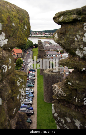 Mount Pleasant, murs de la ville de Conwy, au nord du Pays de Galles, Royaume-Uni Banque D'Images