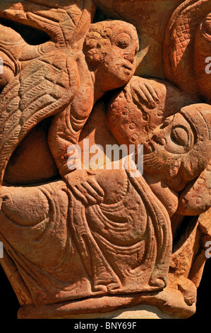 L'Espagne, l'Aragon : 'le rêve de Saint Joseph" au cloître roman du monastère de San Juan de la Pena Banque D'Images