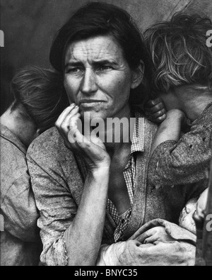 Mère migrante - Dorothea Lange's iconic photo prise au cours de la dépression américaine en 1936 - voir description ci-dessous Banque D'Images