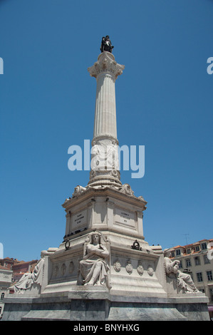 L'Europe, Portugal, Lisbonne (Lisboa) aka. La place Rossio historique (aka Praça Dom Pedro IV). Banque D'Images