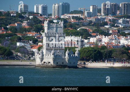 L'Europe, Portugal, Lisbonne (Lisboa) aka. La Tour de Belém (aka Torre de Belem), 16e siècle de style manuélin. Banque D'Images