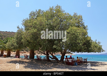 Plage de Panormos, l'île de Naxos, Cyclades, Mer Égée, Grèce Banque D'Images