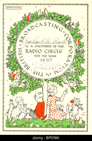 1930 carte de membre pour la BBC Radio Circle Banque D'Images