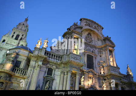 Iglesia Catedral de Santa María en Murcia - Murcia Cathedral, soir Banque D'Images
